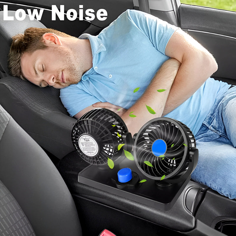 Dual-Headed 360° Rotating Car Fan – Quiet, Powerful & Adjustable Airflow - The Riyadh Store