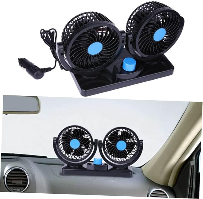 Dual-Headed 360° Rotating Car Fan – Quiet, Powerful & Adjustable Airflow - The Riyadh Store